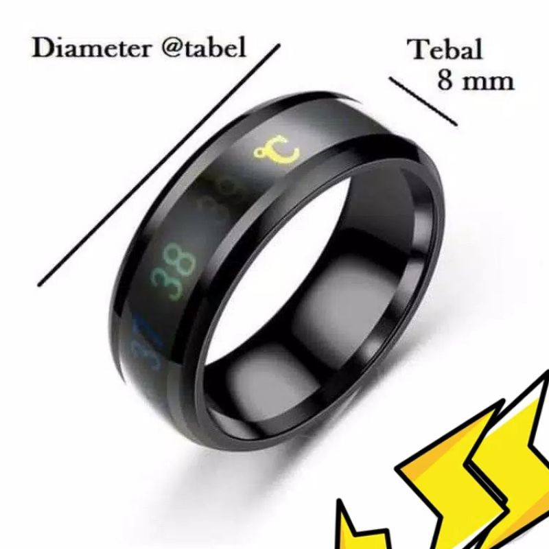 Cincin Pengukur suhu tubuh titanium Thermo Real Time Termometer Stainless steel anti karat selamanya