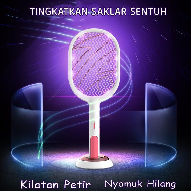 9.9 The Best Raket Nyamuk 2 in 1 Pembasmi Nyamuk baterai lhitium Kabel Charger warna macaron raket n