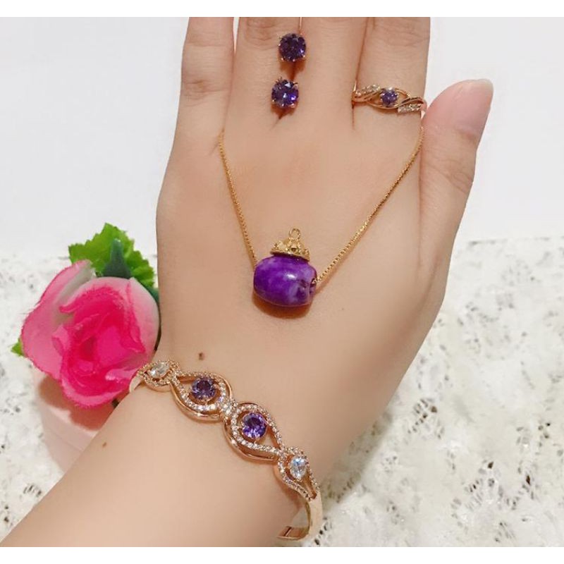 set giok asli giok permata warna ungu 88