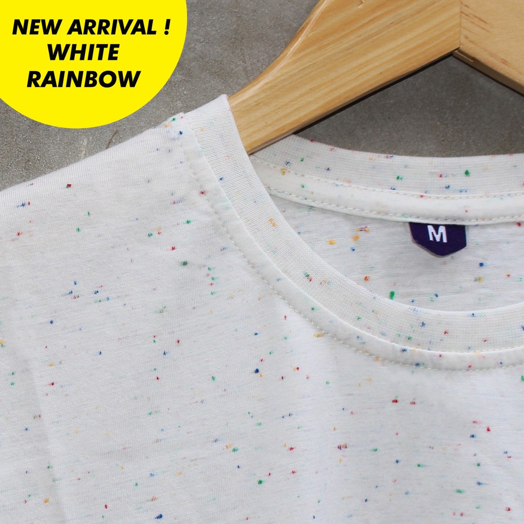 KAOS POLOS WHITE RAINBOW LENGAN PENDEK 100% COTTON COMBED 30S REAKTIF |PRIA / WANITA