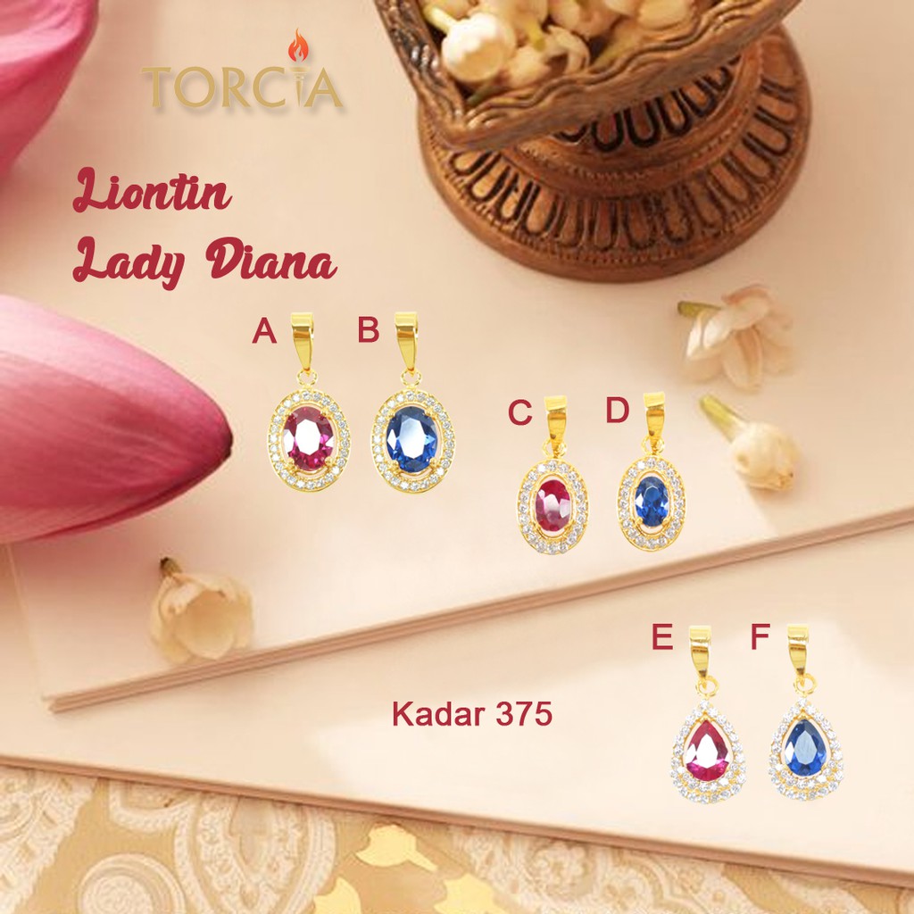 Liontin Lady Diana Emas Asli Kadar 375 Torcia