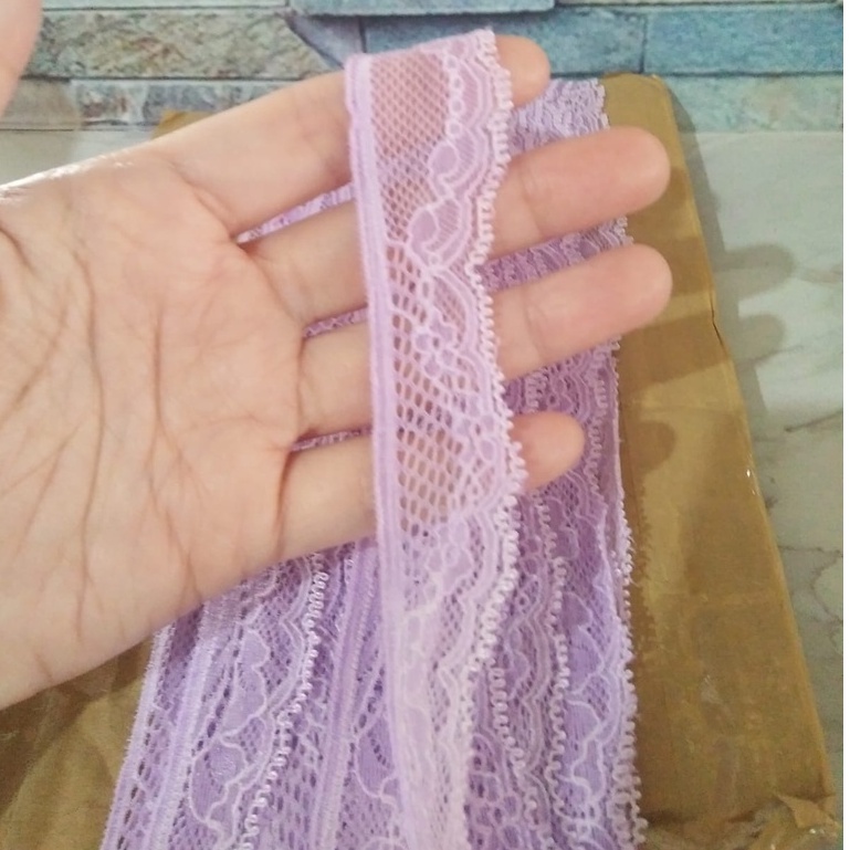 GMRDE13 (per YARD) RENDA ELASTIS GIPPER UNGU MUDA