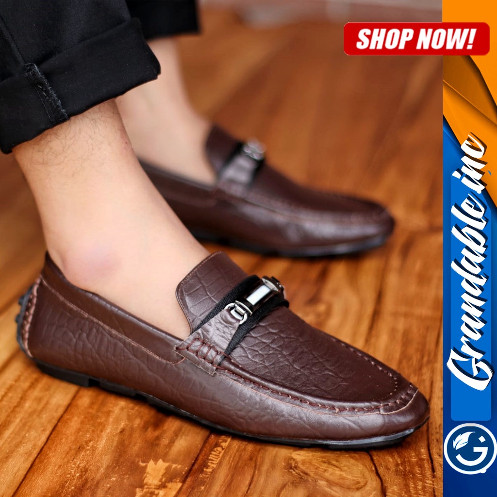 GRANDABLE MOKAS Sepatu Casual Slip On Kulit Asli Kasual Formal Kondangan Kerja Kantor Slop Original 