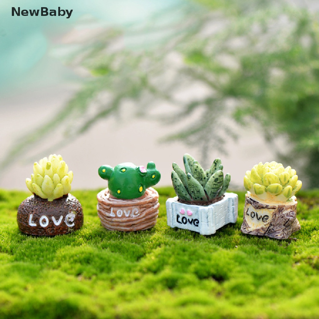 Newbaby 4Pcs Miniatur Tanaman Bahan Resin Untuk Dekorasi Taman Minifairy Gardenterrarium