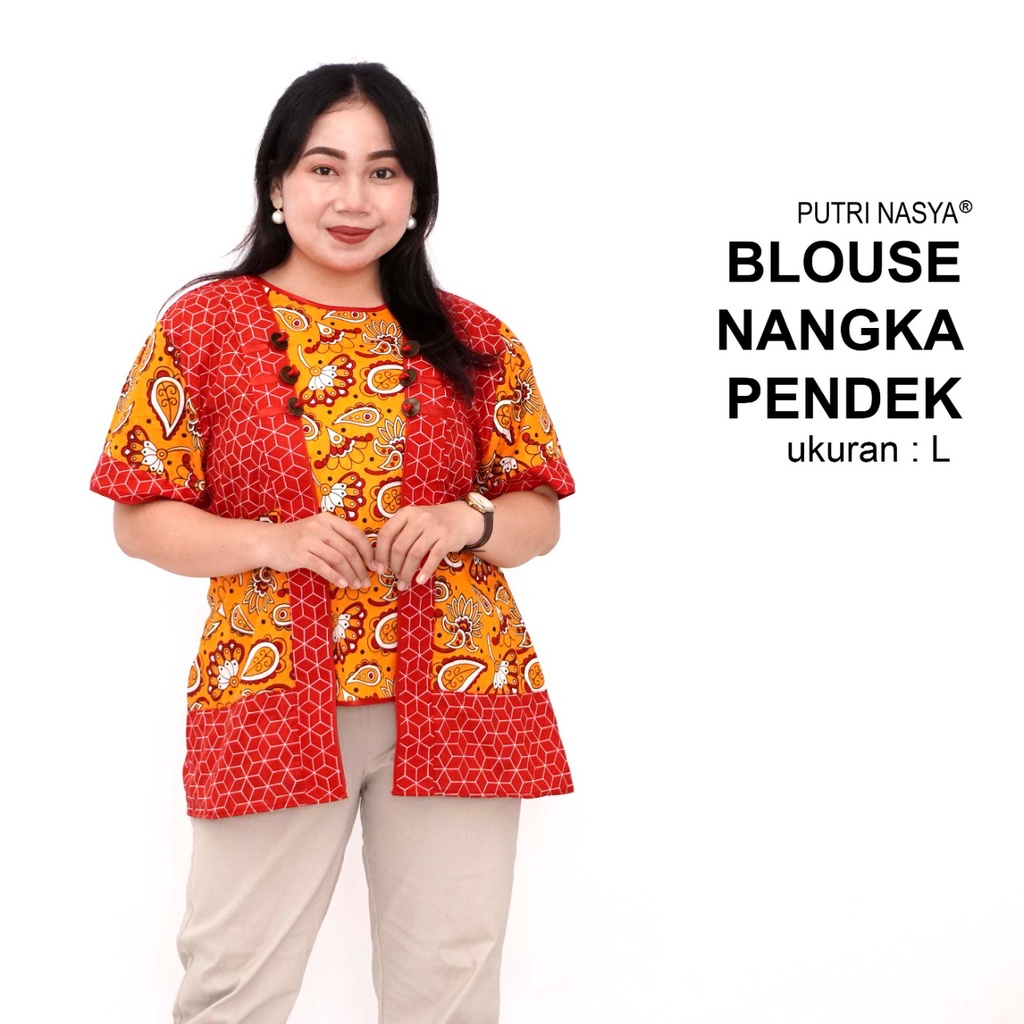 Atasan Batik Blouse Big Size Wanita Lengkap L-XL-2L-3L-4L-5L-6L-7L Model Blus Jumbo Seragam Batik / Atasan Batik Big Size Formal / Pakaian Batik LD 140 Model Kantor Kerja Wanita