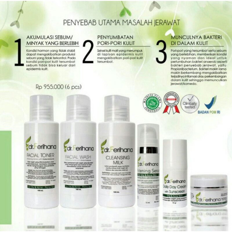 PAKET GALACTOMYCES FOR OILY TO ACNE SKIN WHITENING SERIES DR. FERIHANA