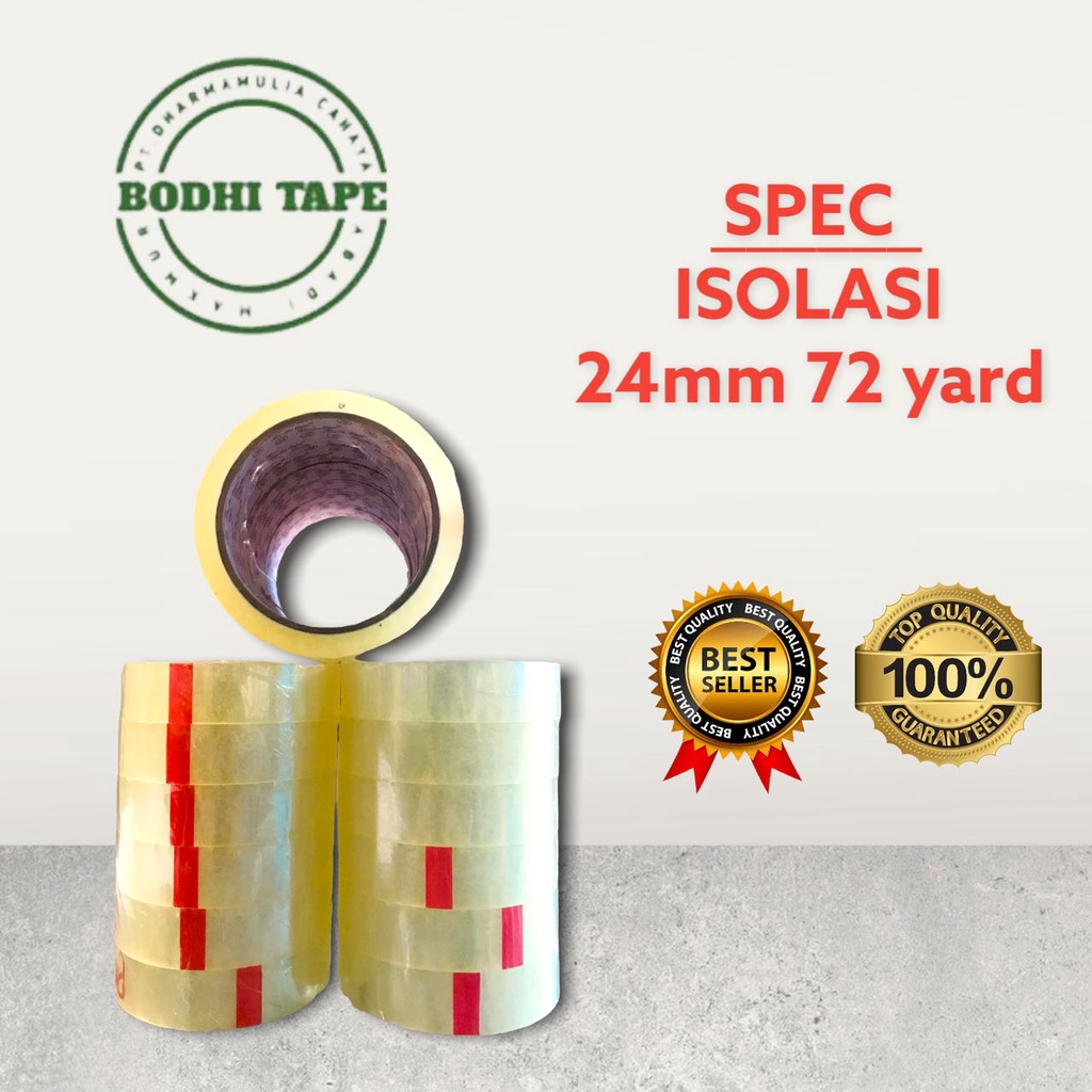 

Isolasi Bening Bodhi Tape 24mm x 72yard / isi 144 roll / 1 dus