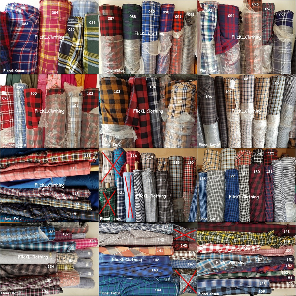 Bahan Kain Flanel Cotton Katun Kotak Kotak Kemeja Motif