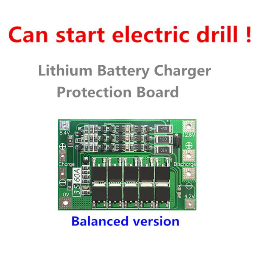 BMS 3S 12V 60A Lithium Battery Charger Protection board