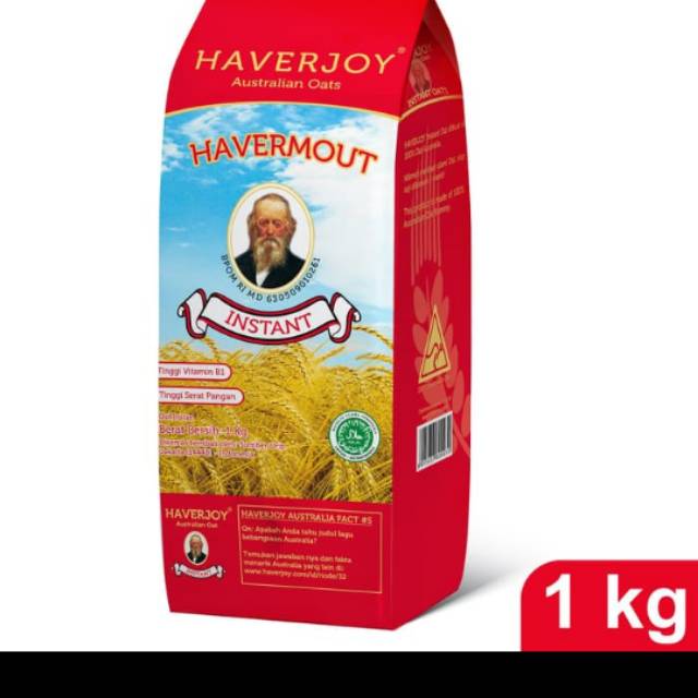 

Oats Instant HAVERMOUT HAVERJOY 1KG AUSTRALIAN OATS Makanan Seduh Oats Cepat Saji