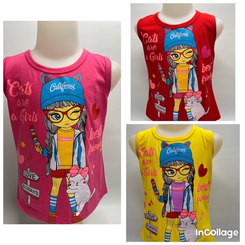 Singlet anak perempuan-singlet CALIFORNIA 1- 10 tahun