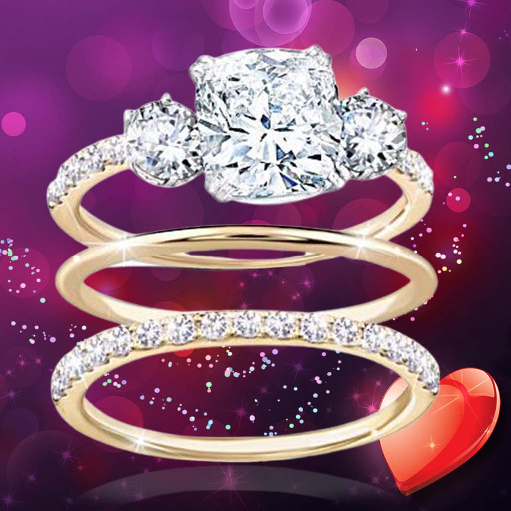 Hu Hu Hu Hu Hu Alat Bantu Pasang Kacamata♡ 3pcs / Set Cincin Berlian Imitasi Bahan Alloy Untuk Wanita