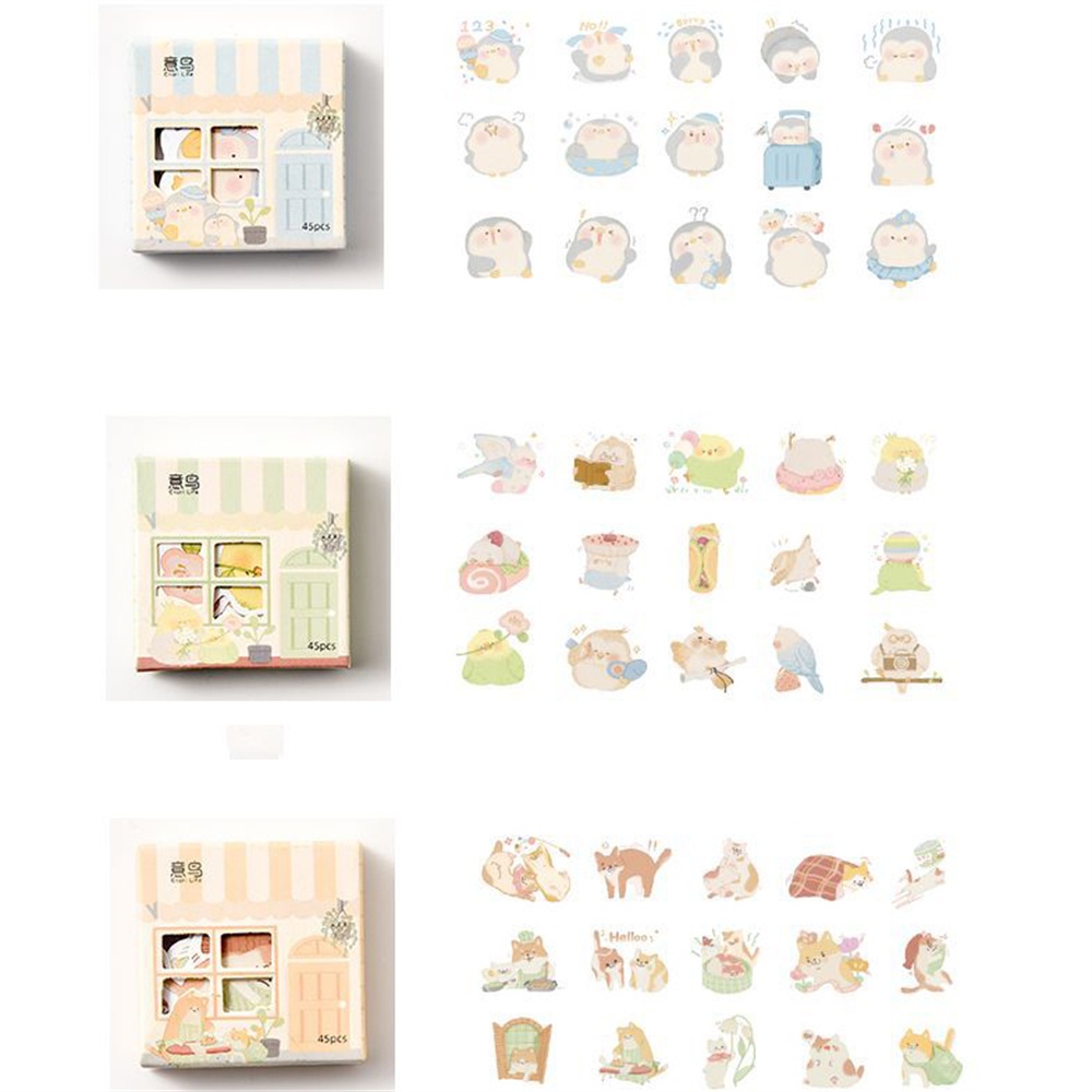 ELEGANT 45pcs/set Journal Sticker DIY Korean Stationery Diary Stickers Animals Stickers for Students Office Cute School Supplies Scrapbooking