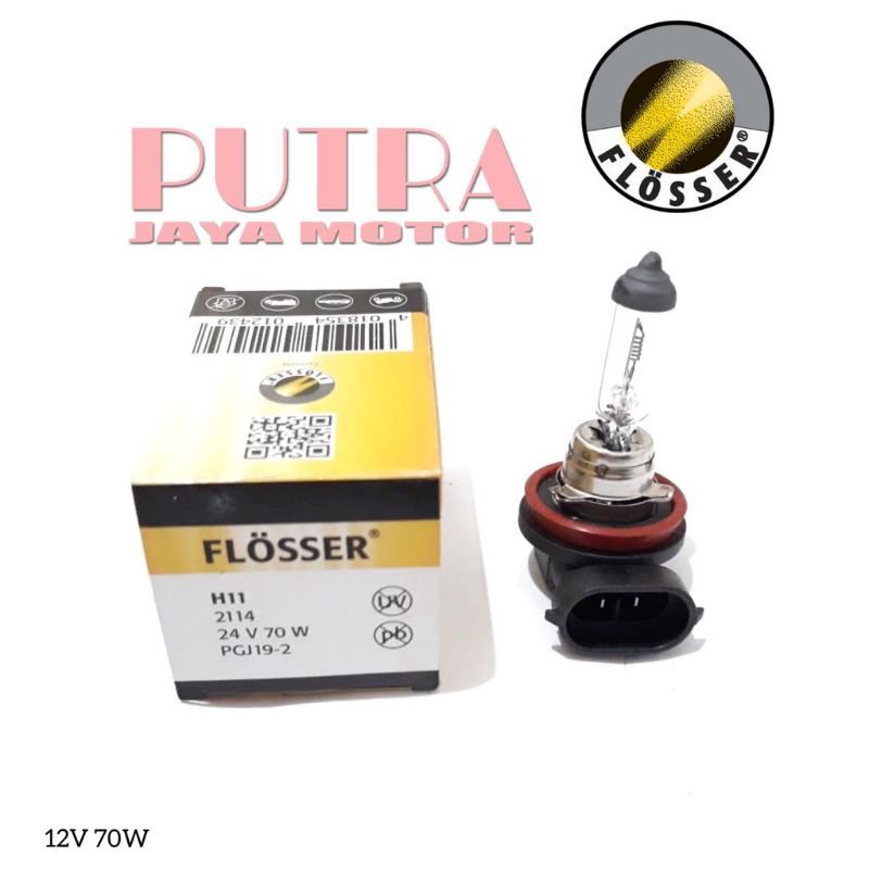 BOHLAM LAMPU HALOGEN H11 24V 70W FLOSSER GERMANY