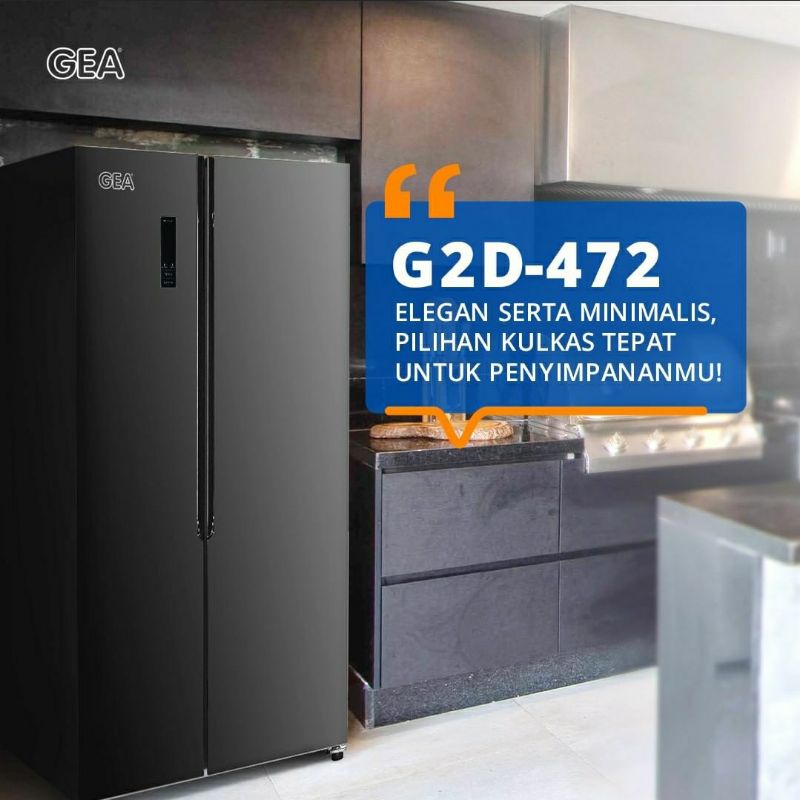 Kulkas GEA G2D 472 (Black Glass) / Kulkas GEA Side By Side / Free Ongkir Lubuklinggau