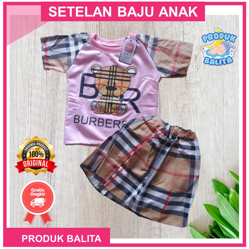 Setelan Rok Anak Perempuan Usia 1-5 Tahun Terbaru Set Baju Kaos Anak Cewek