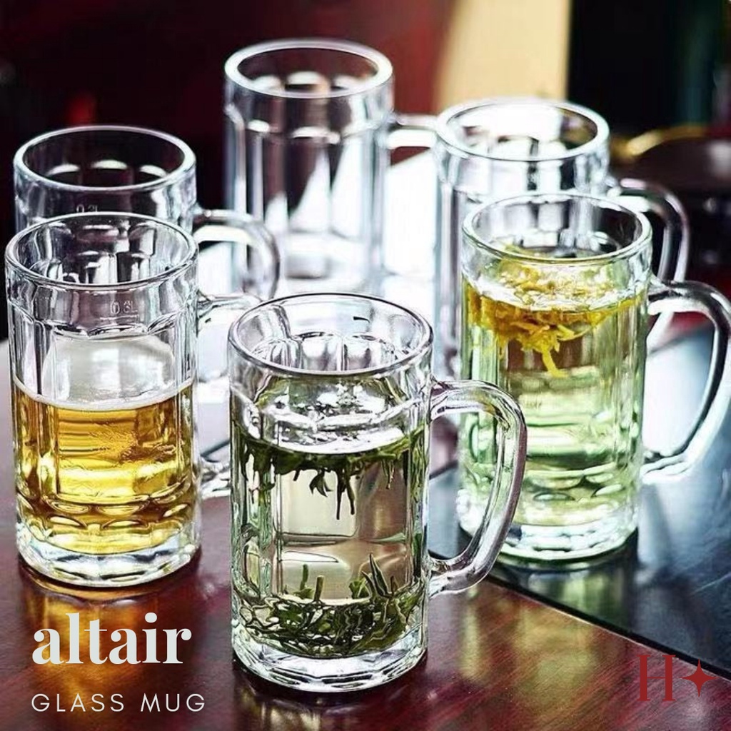 H✦ Altair Gelas Kaca Bening Mug Kaca Gelas Teh Kopi Ukuran 300ML 400ML