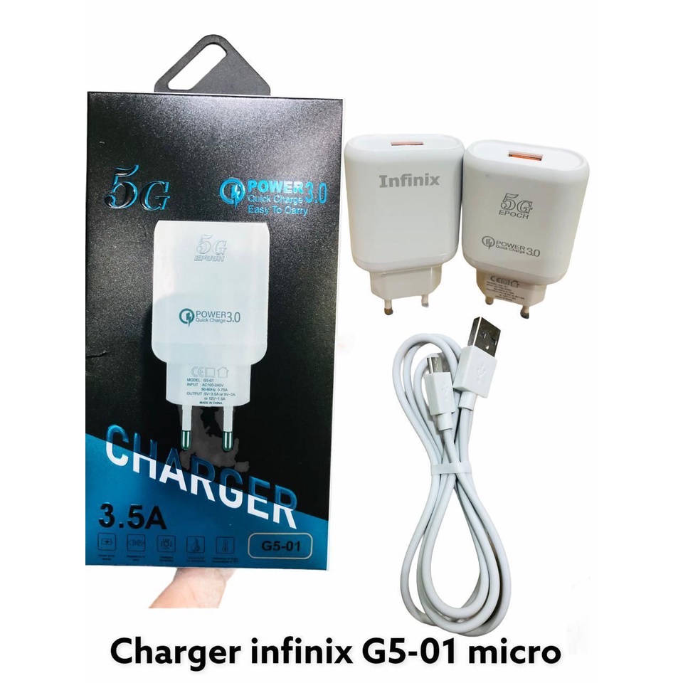 PROMO~Charger INFINIX Hot 9 HOT 10 Hot 9 Play Smart 5 USB Micro Casan TC Infinix Smart 4 XCU32 / Travel Charger ORI INFINIX 33W Fast Charging Micro USB Casan USB