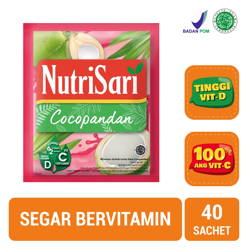 NutriSari Cocopandan 40 Sacbet -  Minuman Buah Vitamin C & Vitamin D