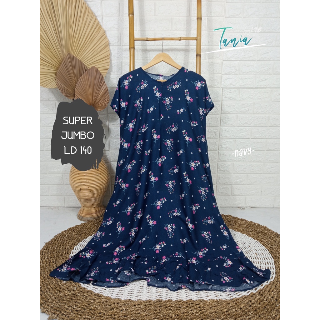 LD 140cm (40 Motif) Daster SUPER JUMBO dan Daster Kaftan LD 150cm Ruffle (Part 1) Daster Rempel JUMBO Daster Viral-Tania Navy