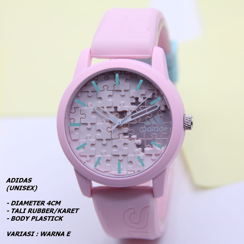 JAM TANGAN UNISEX TALI RUBBER BODY BULAT POLOS KNOP GERIGI