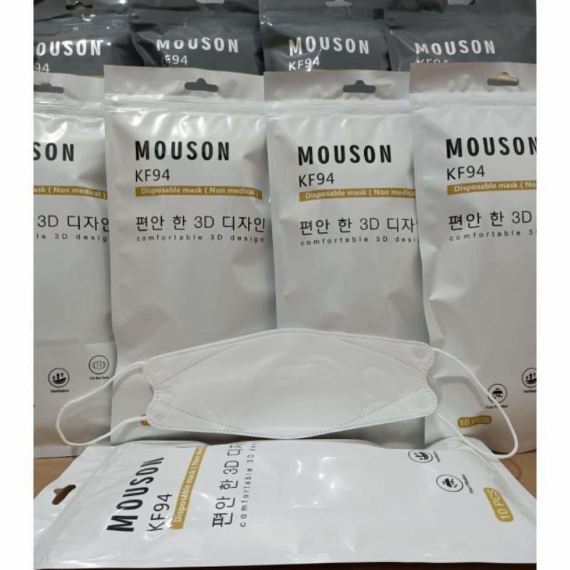 Masker MOUSON Premium KF94 Warna isi 10 Pcs 4 Ply Tali Sewarna