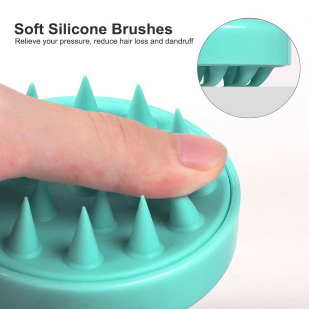 aaoottuuoo5.id Cod   1pcs Green Color Silicone Round Shampoo Brush Scalp Massage Bath Comb Tool for People and Pets