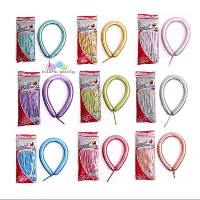 Balon latex twist / pentil chrome balon cacing chrome