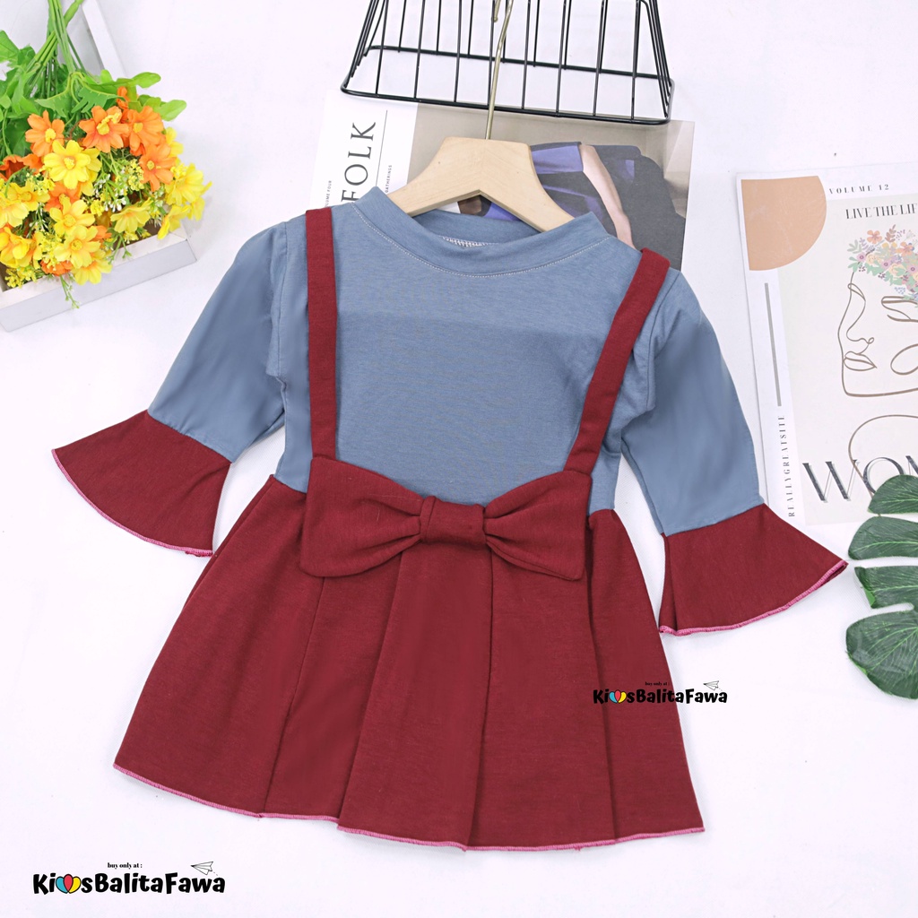 Overall Kirei uk Bayi - 8 Tahun / IMPORT Dress Anak Perempuan Lengan Panjang Murah Baju Gaun Pesta Adem