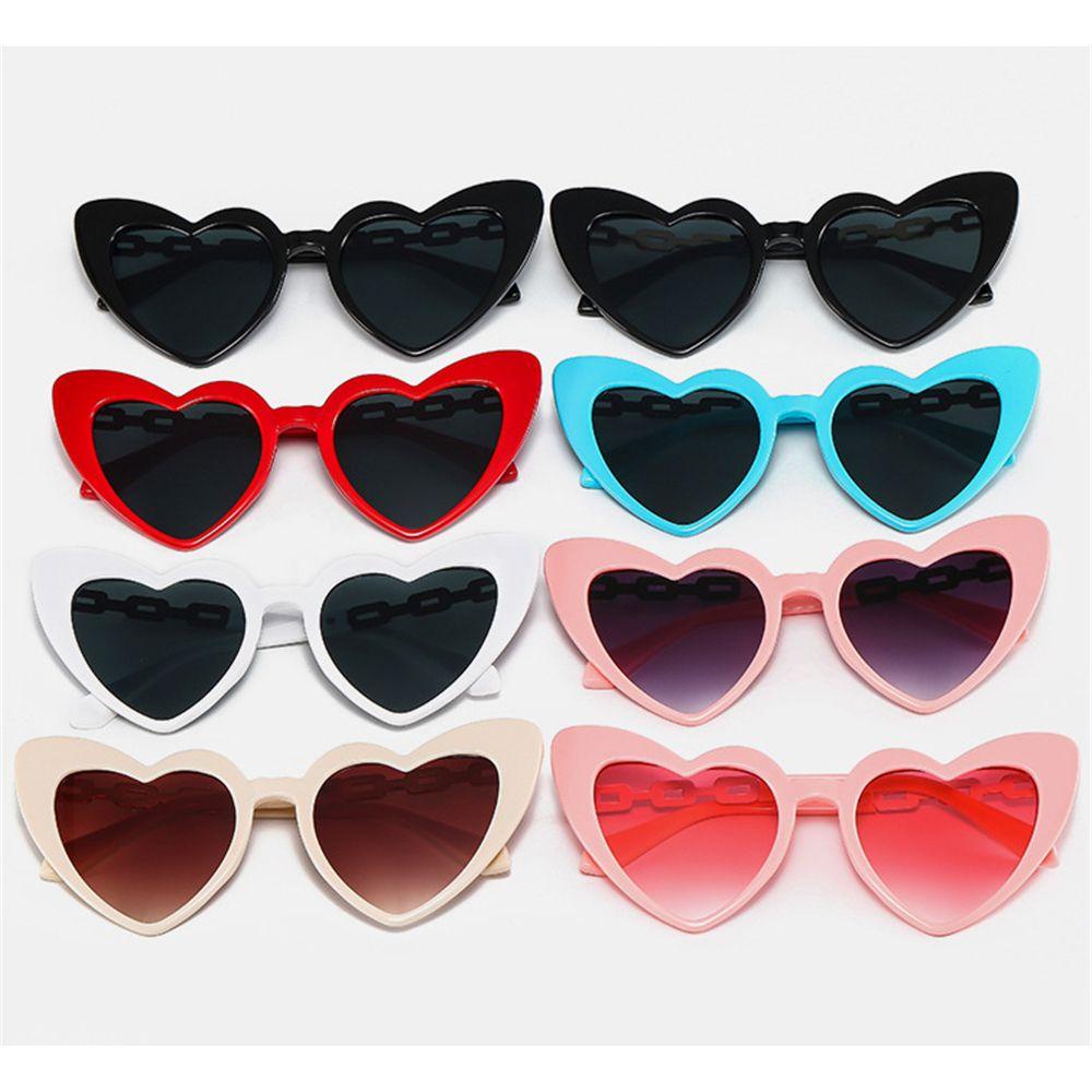 R-flower Heart Sunglasses Novelty Metal Chain Temples Eyewear Wanita Shades