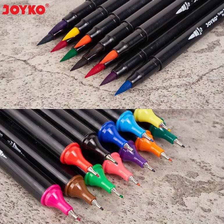 

Df7Code Joyko Brush Pen 12 Warna Brush + Fine Tip CLP-13 SET(Kekinian)Y7R5