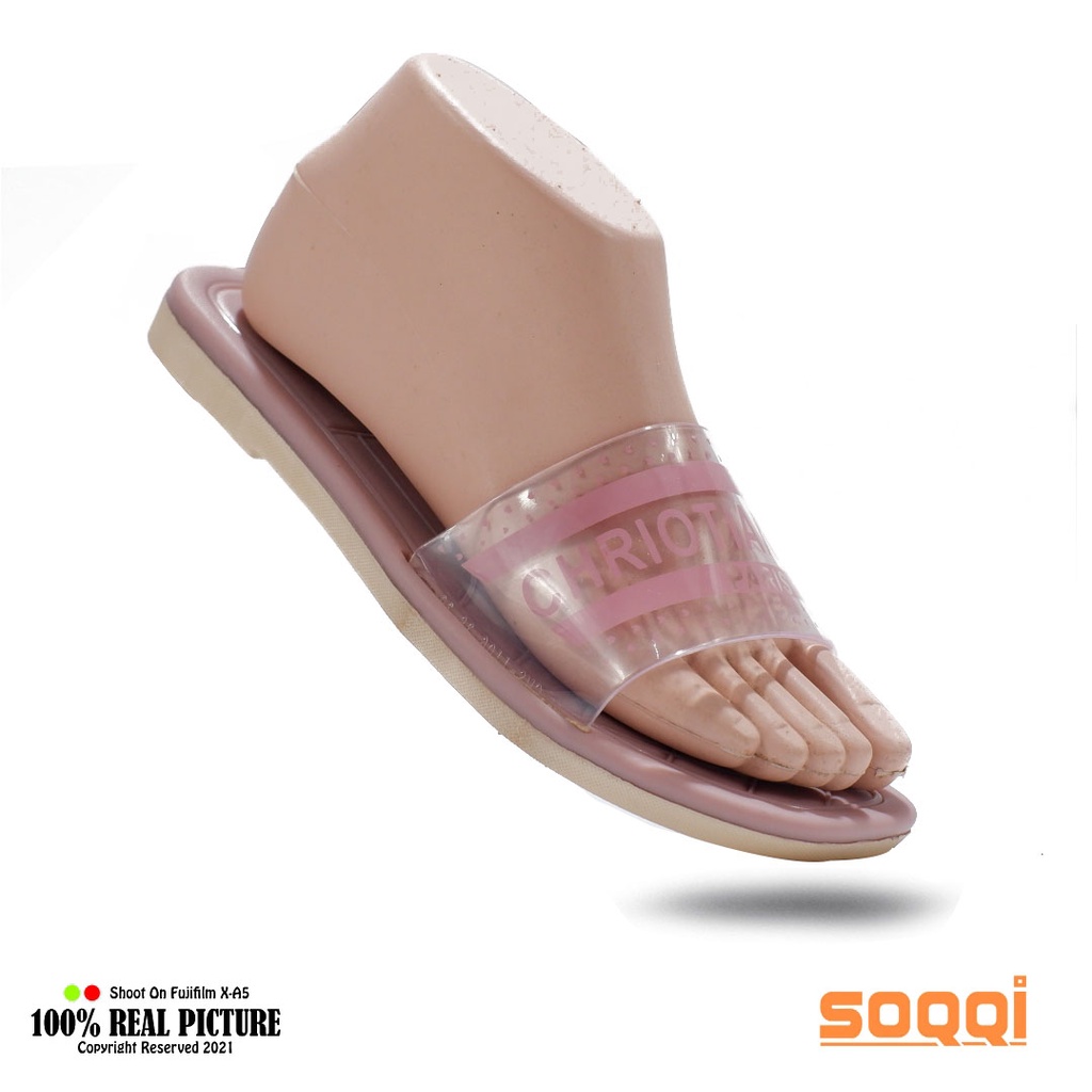 Sandal slop wanita import jelly korea original sendal selop cewek dewasa karet jely model casual slip on branded Soqqi-BL 1176 53B promo murah keren cod 37-40