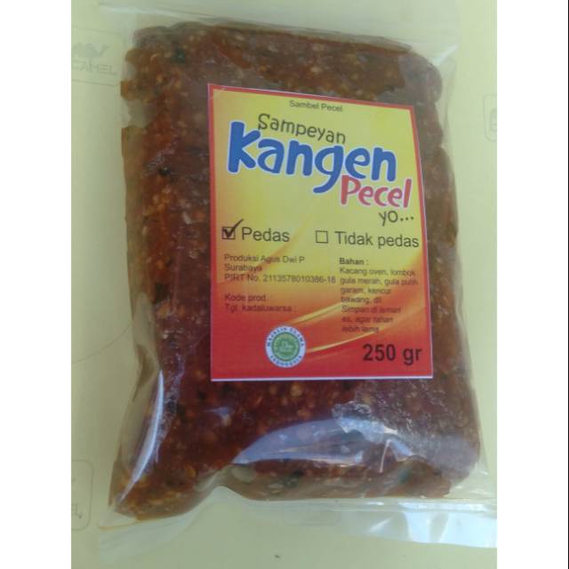

KANGEN SAMBEL/BUMBU PECEL , ENAK, FRESH, PEDAS 250 gr.