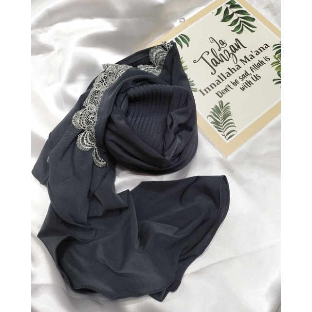 BERGO ZEENA QINTANI HIJAB BERGO ZARA RENDA WAHYU BU SHAFIRA HIJAB INSTAN RENDA BERGO POLOS JERSEY SUPER PREMIUM KERUDUNG ZIPPER-Grey [ZEENA]