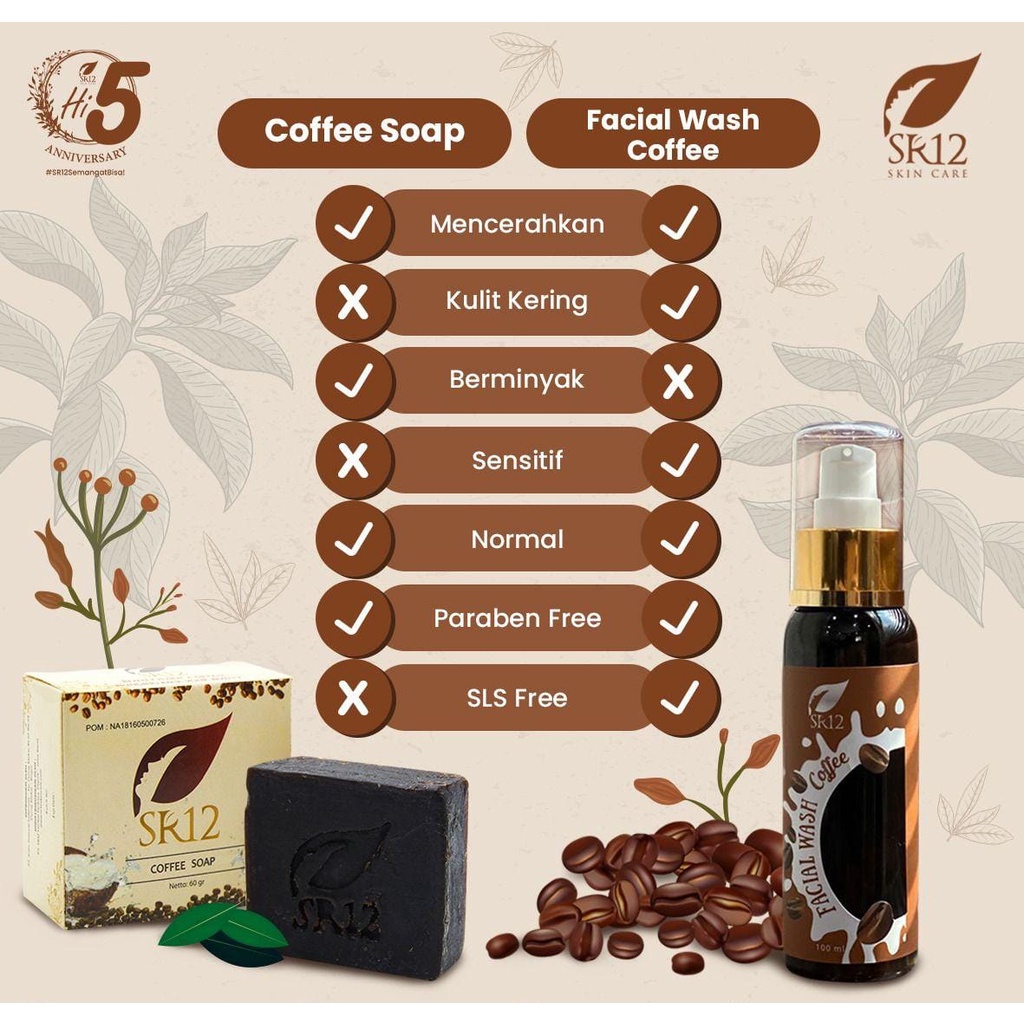 Coffee Herbal Soap SR12 Sabun Kopi Sabun Herbal Pembersih Wajah Flek Hitam Bekas Jerawat