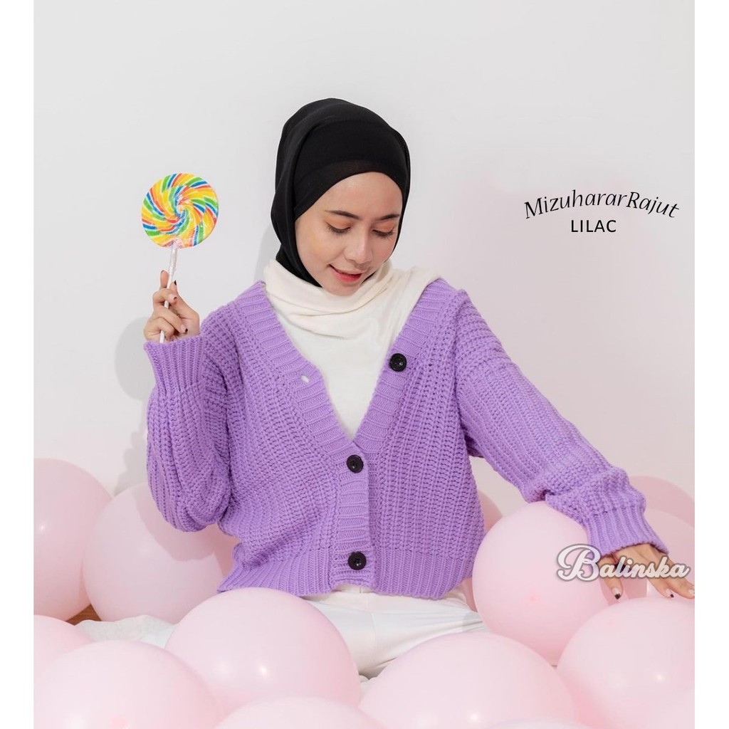 Aslyani Cardigan Rajut Premium Fluppy Bubble OVERSIZE MRDG-Lilac MIA