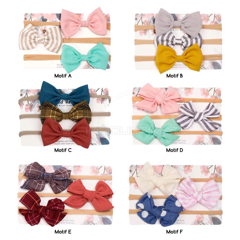 3in1 Bando Bayi Pita Rambut Bayi Bando Anak Bando Anak Bayi Bandana Bayi Baby Headband TY-33