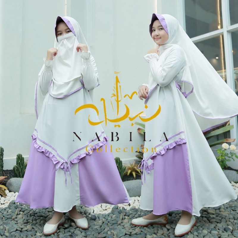 gamis  anak salwa  syar'i set khimar besar dan cadar