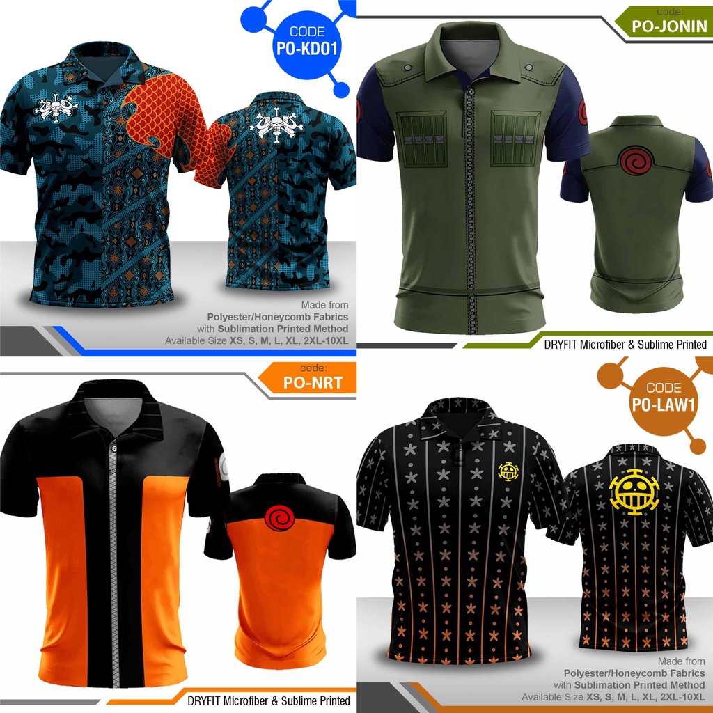 POLO NARUTO X POLO ONE PIECE, Kaos Berkerah dengan Motif SUPER KEREN!