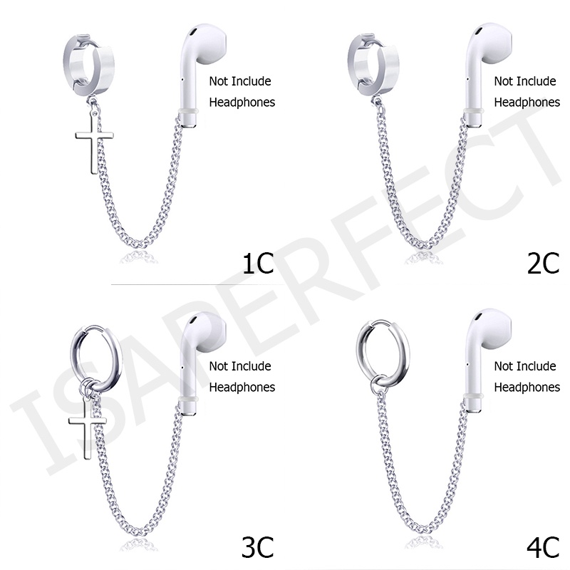 One Piece Baru Earphone Anti-Lost Airpods Anting-Anting Nirkabel Bluetooth Earphone Tanpa Tindik Telinga Klip Stainless Steel Tidak Memudar Anting-Anting Olahraga