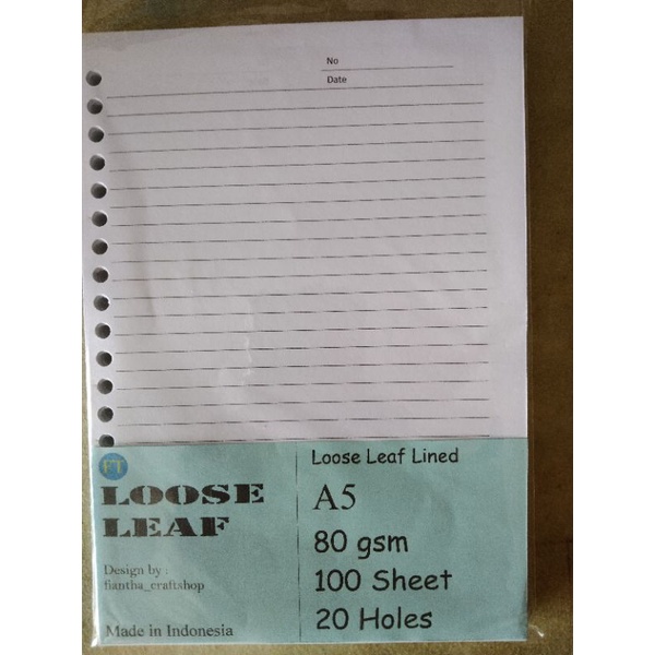 

Isi Binder/loose Leaf A5 80 gsm isi 100 lembar