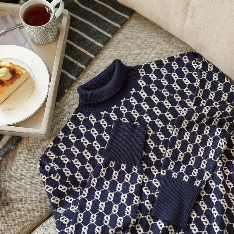 [NEW] READY Buttonscarves Comfy Sweater Knit Benang Jarum BS Sweatshirt Navy Biru Dongker Chocolate 