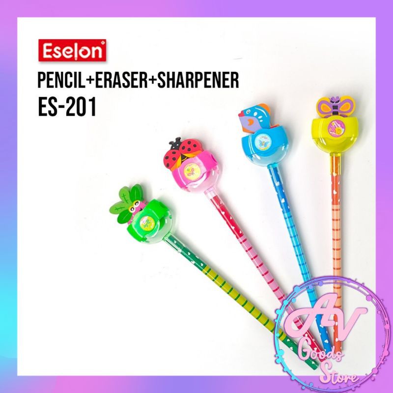 

Pensil + Rautan + Penghapus / Pensil kayu fancy set / PENSIL SET ES-201