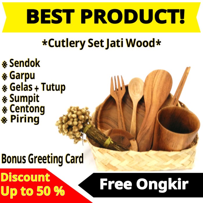 Cutlery Set - Hampers Set Cutlery Kayu Jati Grade A