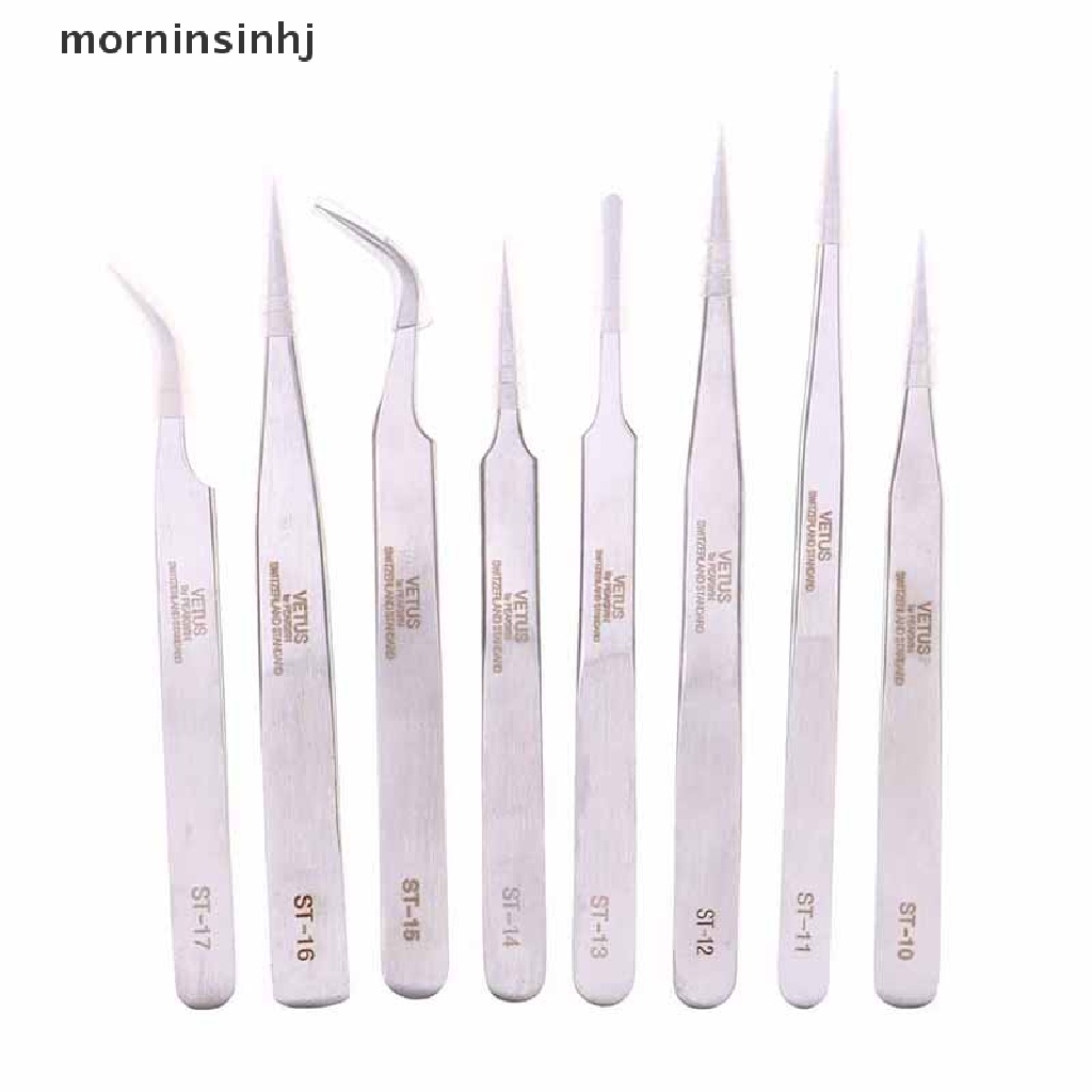 Mornin 8pcs Pinset Stainless Steel Untuk Menghilangkan Komedo Hitam / Jerawat