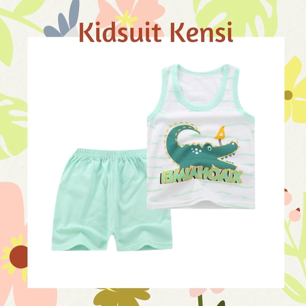 Plazababyku KIDS SUIT KENSI Setelan Anak Bahan Kaos Lengan + Celana Berkualitas Import 0-3 Tahun ebv