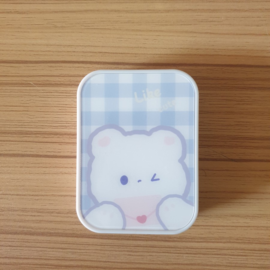 tempat softlens / softlens case smile bear 2 in one