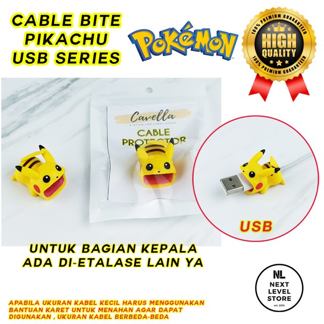 USB Pikachu Pokemon 3D Series Cable Bite Pelindung Kabel Protection