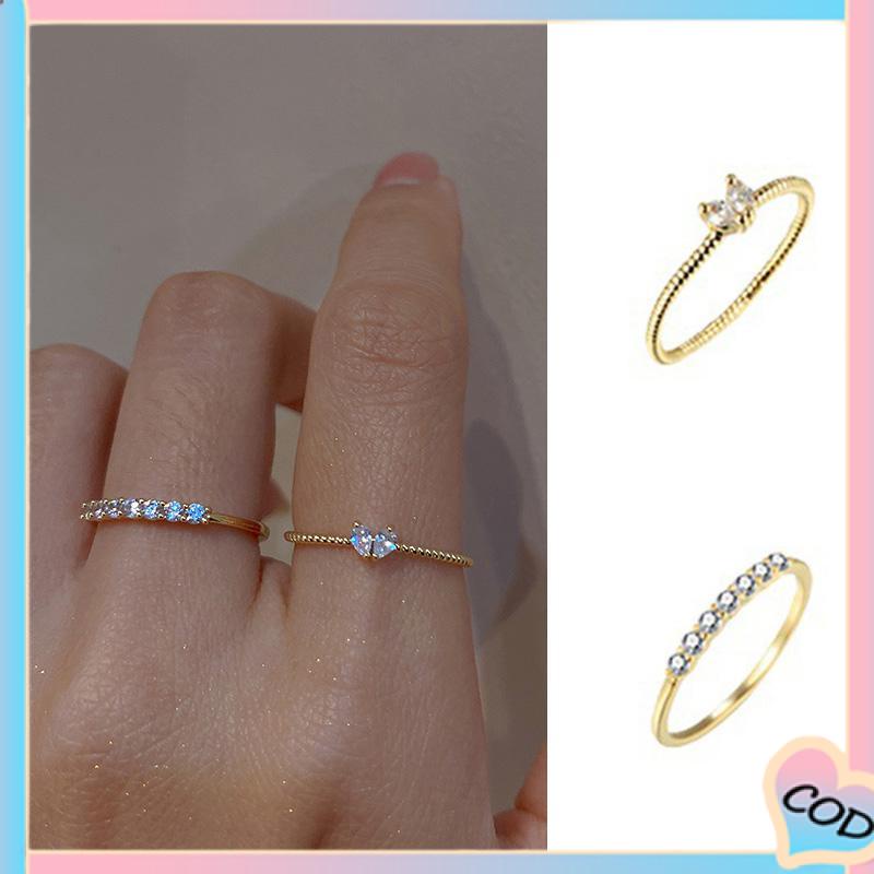 COD❤️ Cincin Jari Telunjuk Cinta Indah Ringan Mewah Kecil Indah untuk Anak Perempuan-A.one