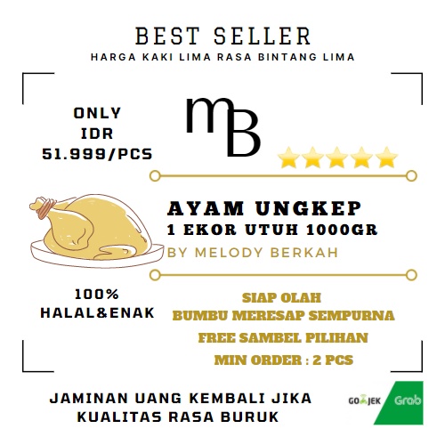 

PROMO! BEST SELLER Ayam Ungkep Fresh Siap Olah FREE Sambel Pilihan Spesial 1 Ekor Utuh 1000gr BY Melody Berkah